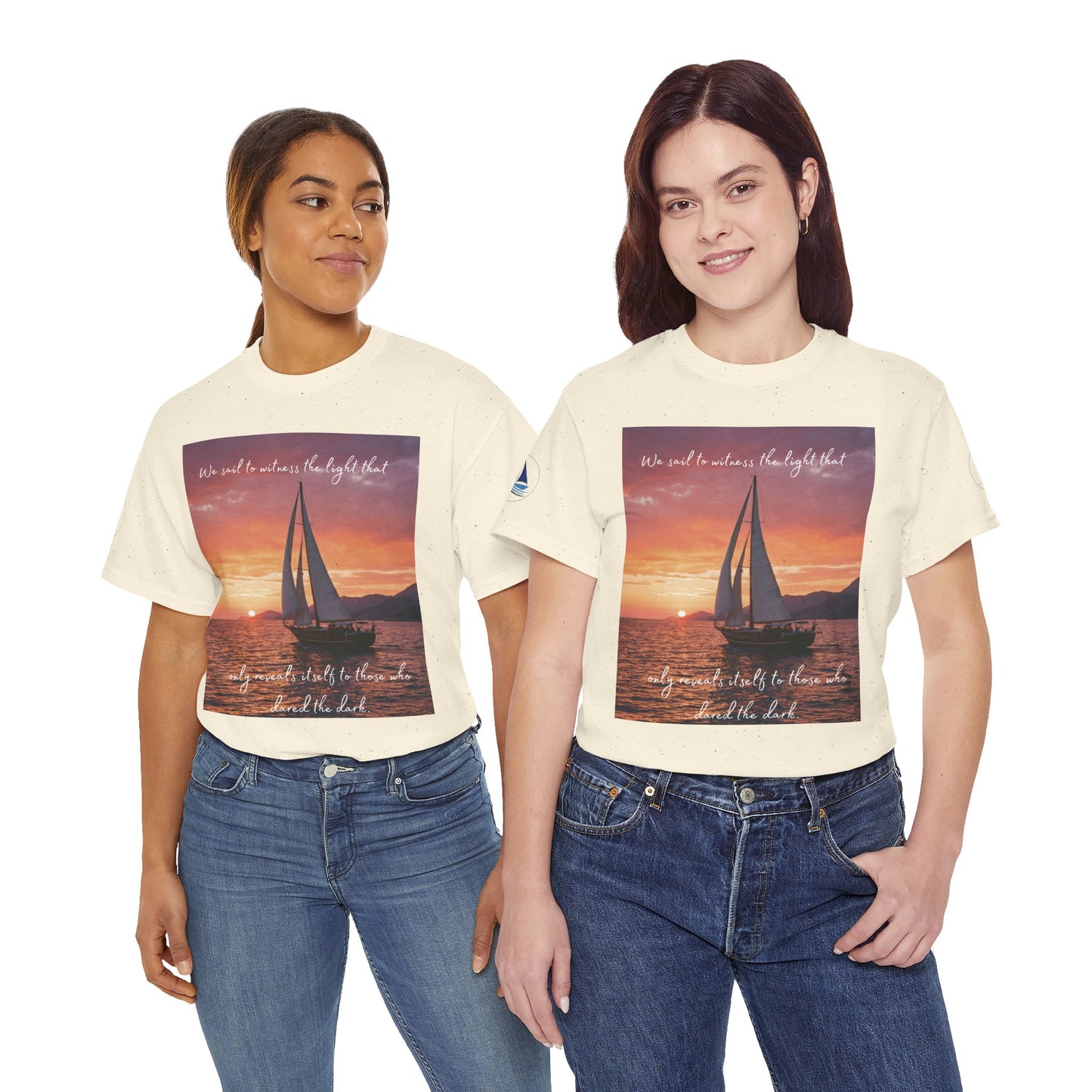 True Sailor Sunset T-Shirt "The Witness of Light" — Sailboat Sunset Graphic Tee with "True Sailor" Back