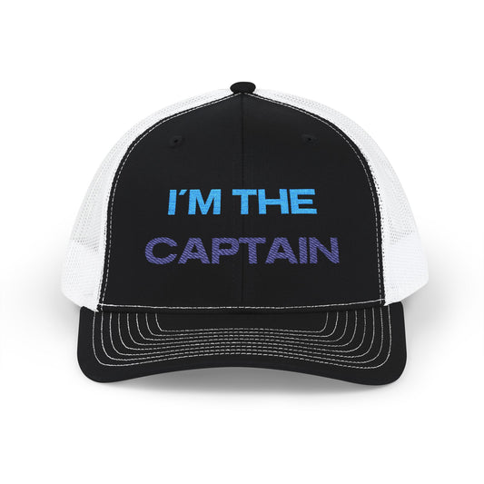I’m The Captain Trucker Cap — Embroidered Snapback Hat for Boaters & Team Leaders