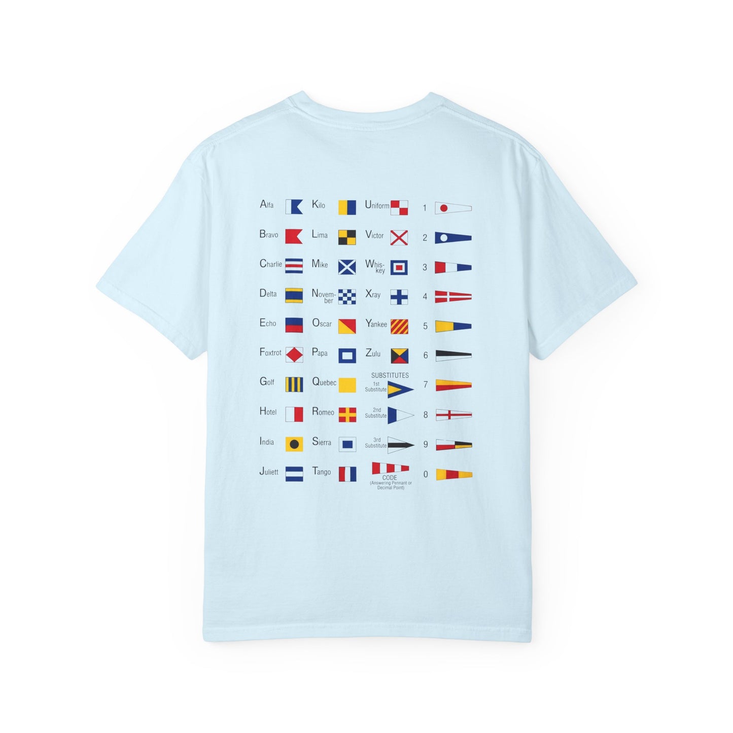 Nautical Signal Flag T-Shirt | Maritime Alphabet Graphic Tee | International Code Flags Shirt | Sailing Yacht Gift | Selected Crew Apparel