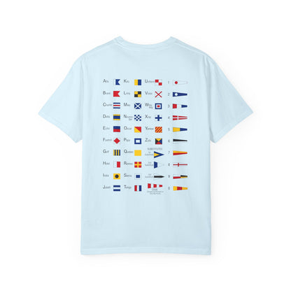 Nautical Signal Flag T-Shirt | Maritime Alphabet Graphic Tee | International Code Flags Shirt | Sailing Yacht Gift | Selected Crew Apparel