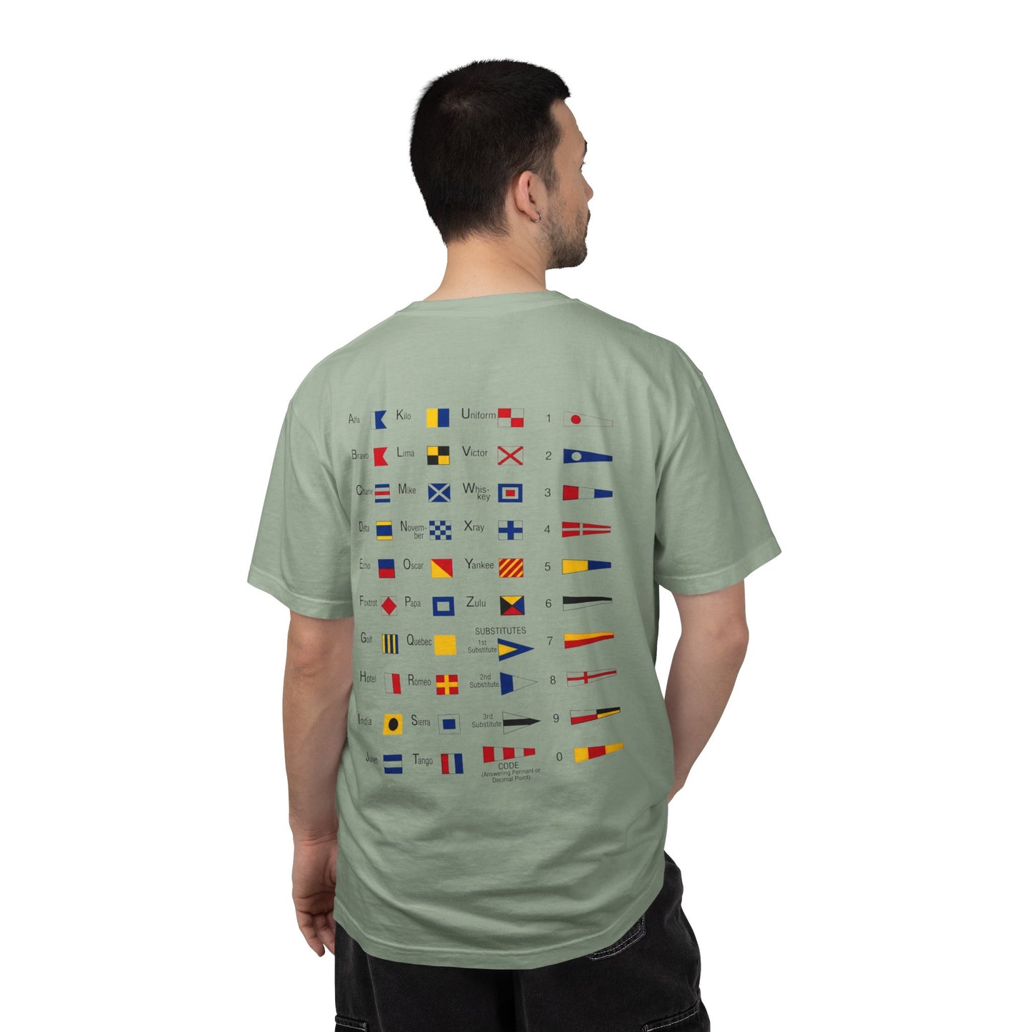 Nautical Signal Flag T-Shirt | Maritime Alphabet Graphic Tee | International Code Flags Shirt | Sailing Yacht Gift | Selected Crew Apparel
