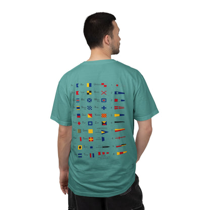 Nautical Signal Flag T-Shirt | Maritime Alphabet Graphic Tee | International Code Flags Shirt | Sailing Yacht Gift | Selected Crew Apparel