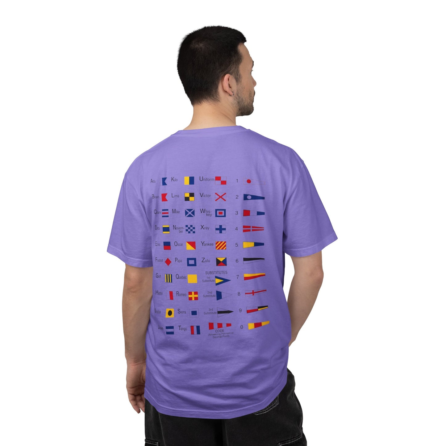 Nautical Signal Flag T-Shirt | Maritime Alphabet Graphic Tee | International Code Flags Shirt | Sailing Yacht Gift | Selected Crew Apparel