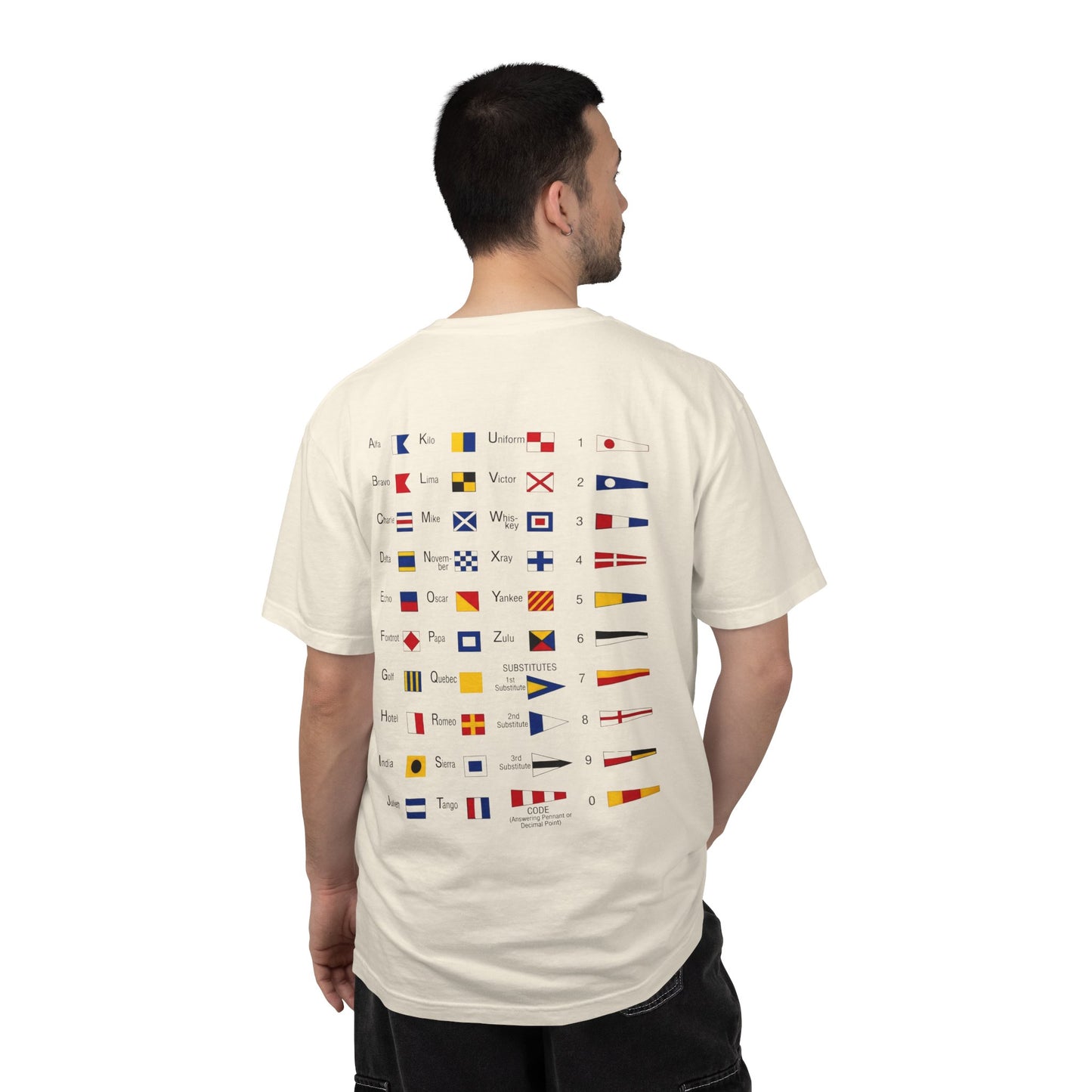 Nautical Signal Flag T-Shirt | Maritime Alphabet Graphic Tee | International Code Flags Shirt | Sailing Yacht Gift | Selected Crew Apparel
