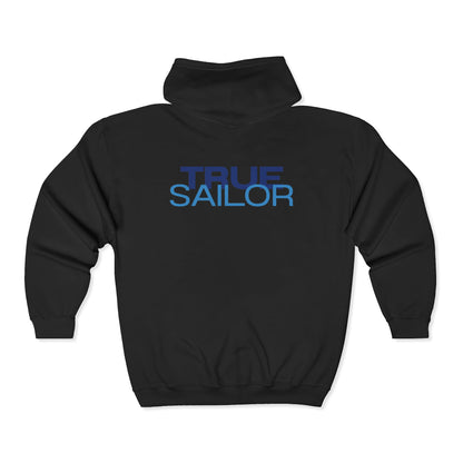 Sailboat Sunset Zip Hoodie — 'True Sailor' Nautical Sailing Jacket