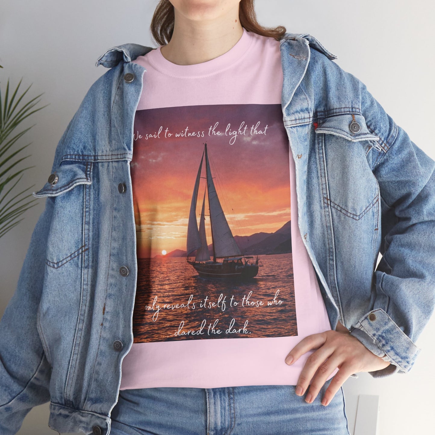 True Sailor Sunset T-Shirt "The Witness of Light" — Sailboat Sunset Graphic Tee with "True Sailor" Back