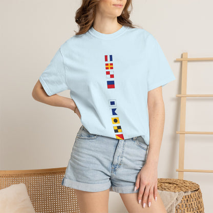 Nautical Signal Flag T-Shirt | Maritime Alphabet Graphic Tee | International Code Flags Shirt | Sailing Yacht Gift | Selected Crew Apparel