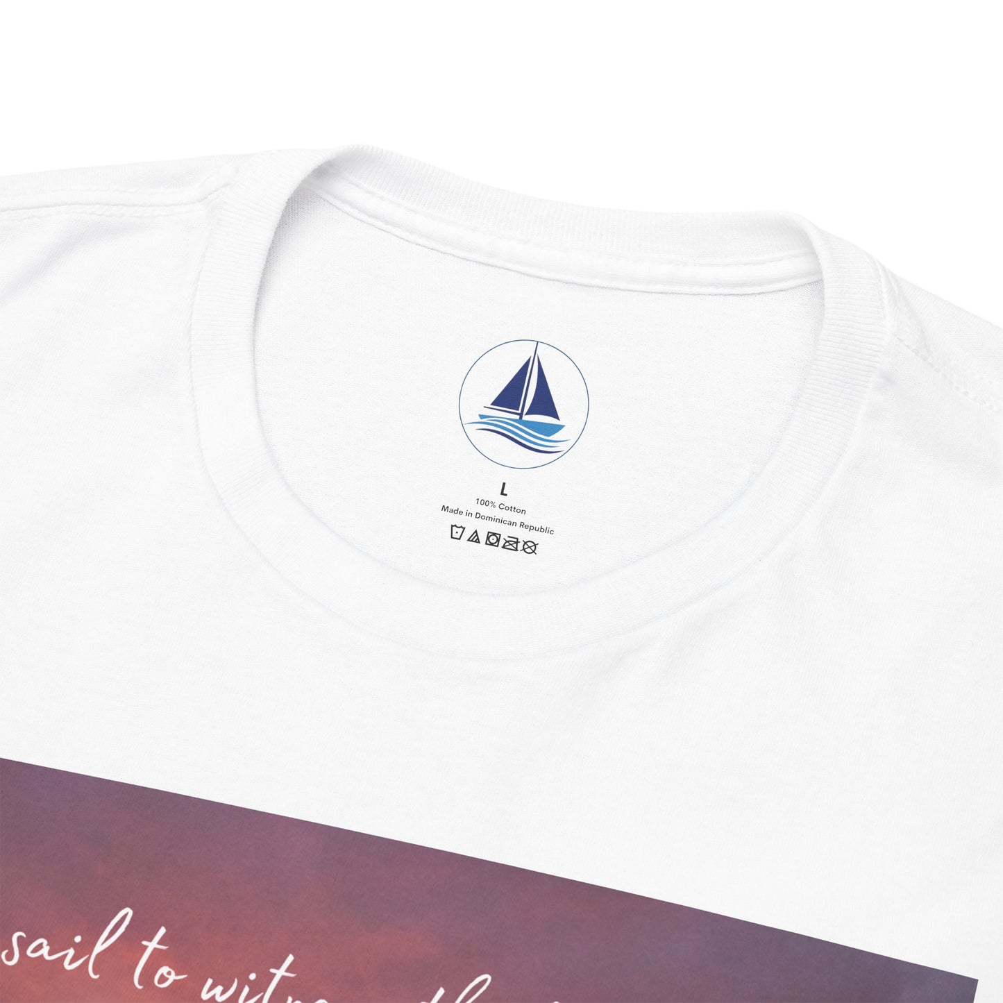 True Sailor Sunset T-Shirt "The Witness of Light" — Sailboat Sunset Graphic Tee with "True Sailor" Back