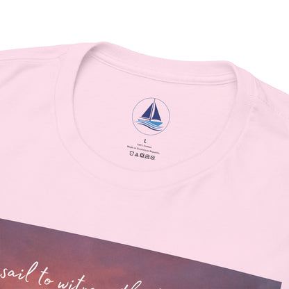 True Sailor Sunset T-Shirt "The Witness of Light" — Sailboat Sunset Graphic Tee with "True Sailor" Back