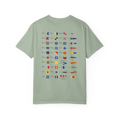 Nautical Signal Flag T-Shirt | Maritime Alphabet Graphic Tee | International Code Flags Shirt | Sailing Yacht Gift | Selected Crew Apparel