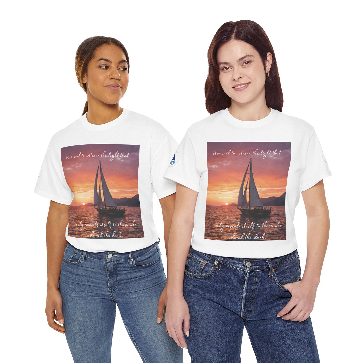 True Sailor Sunset T-Shirt "The Witness of Light" — Sailboat Sunset Graphic Tee with "True Sailor" Back