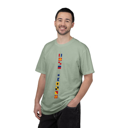 Nautical Signal Flag T-Shirt | Maritime Alphabet Graphic Tee | International Code Flags Shirt | Sailing Yacht Gift | Selected Crew Apparel