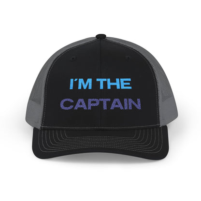 I’m The Captain Trucker Cap — Embroidered Snapback Hat for Boaters & Team Leaders
