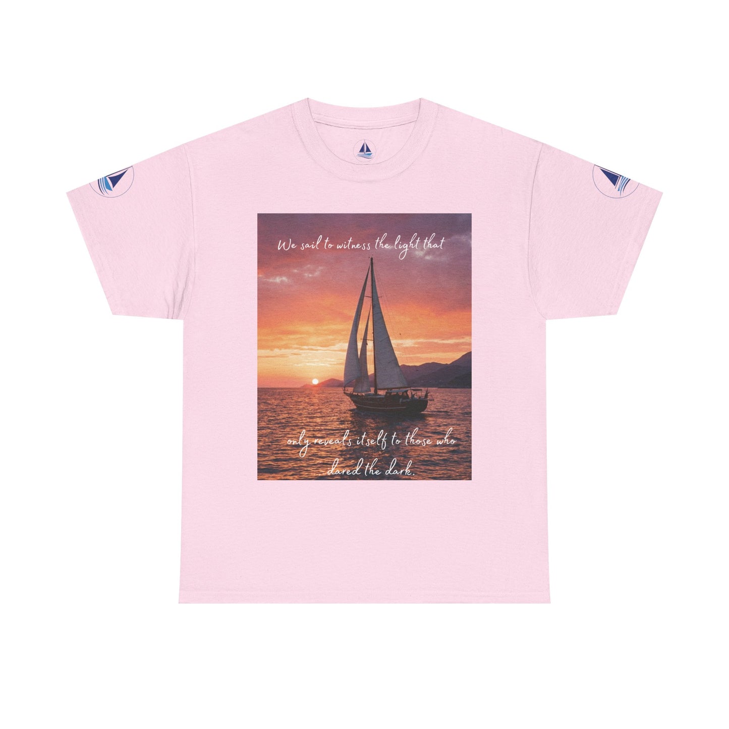 True Sailor Sunset T-Shirt "The Witness of Light" — Sailboat Sunset Graphic Tee with "True Sailor" Back