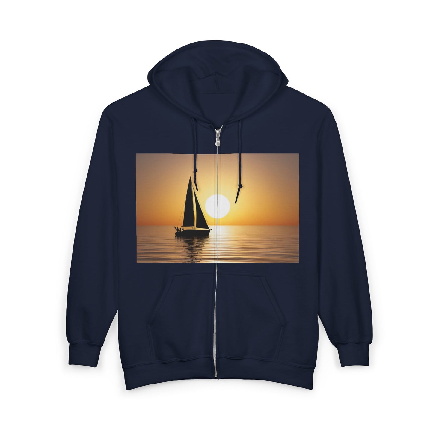 Sailboat Sunset Zip Hoodie — 'True Sailor' Nautical Sailing Jacket