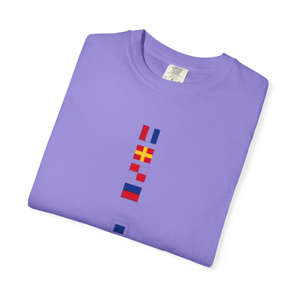 Nautical Signal Flag T-Shirt | Maritime Alphabet Graphic Tee | International Code Flags Shirt | Sailing Yacht Gift | Selected Crew Apparel