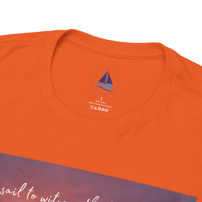 True Sailor Sunset T-Shirt "The Witness of Light" — Sailboat Sunset Graphic Tee with "True Sailor" Back