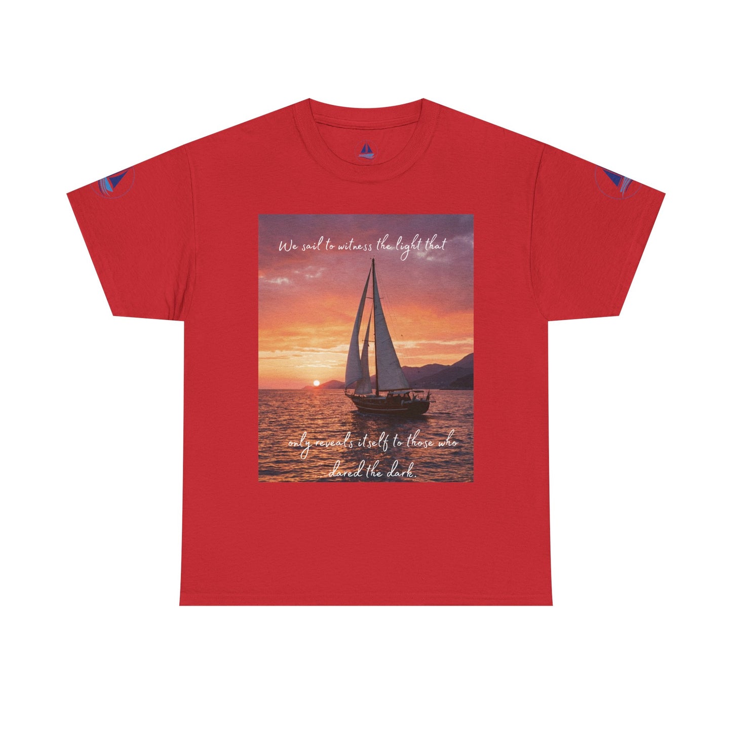 True Sailor Sunset T-Shirt "The Witness of Light" — Sailboat Sunset Graphic Tee with "True Sailor" Back