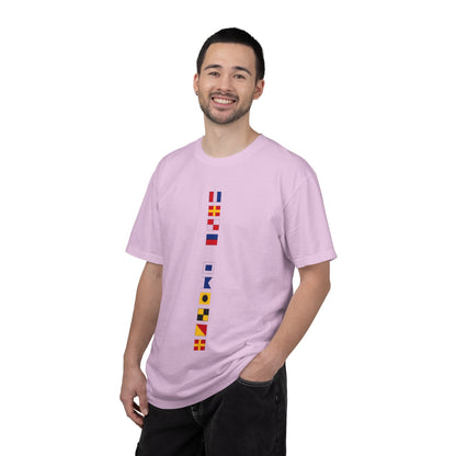 Nautical Signal Flag T-Shirt | Maritime Alphabet Graphic Tee | International Code Flags Shirt | Sailing Yacht Gift | Selected Crew Apparel