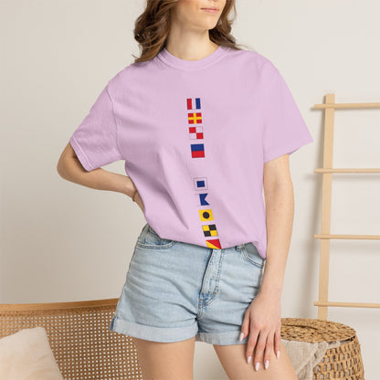 Nautical Signal Flag T-Shirt | Maritime Alphabet Graphic Tee | International Code Flags Shirt | Sailing Yacht Gift | Selected Crew Apparel