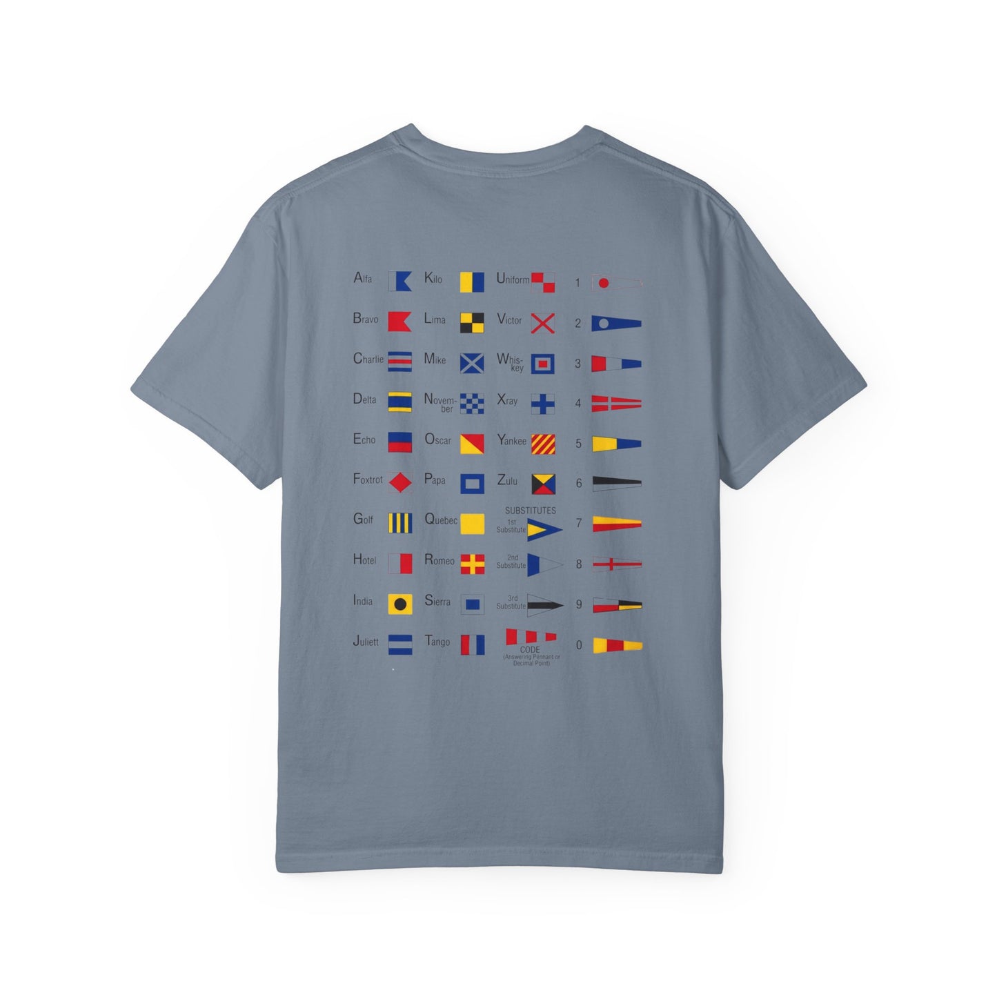 Nautical Signal Flag T-Shirt | Maritime Alphabet Graphic Tee | International Code Flags Shirt | Sailing Yacht Gift | Selected Crew Apparel