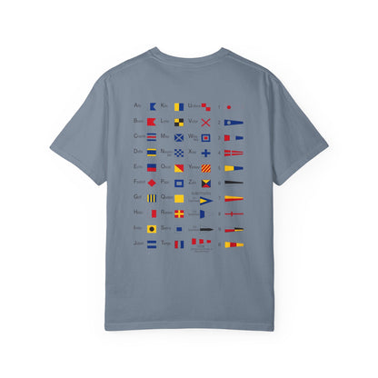 Nautical Signal Flag T-Shirt | Maritime Alphabet Graphic Tee | International Code Flags Shirt | Sailing Yacht Gift | Selected Crew Apparel
