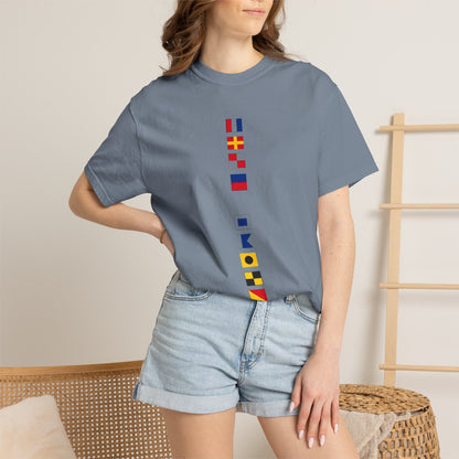 Nautical Signal Flag T-Shirt | Maritime Alphabet Graphic Tee | International Code Flags Shirt | Sailing Yacht Gift | Selected Crew Apparel