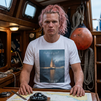 Sailboat Sunset T-Shirt – “Captains of my soul…sailor of my fate” Nautical Graphic Tee