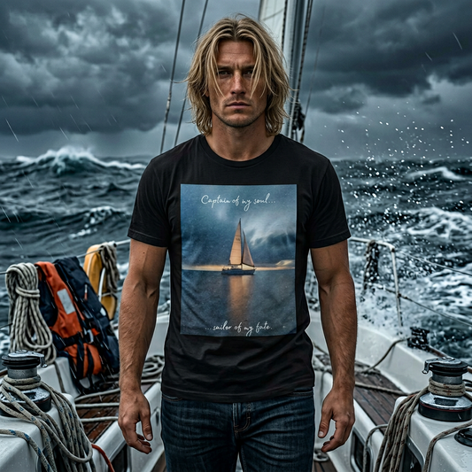 Sailboat Sunset T-Shirt – “Captains of my soul…sailor of my fate” Nautical Graphic Tee