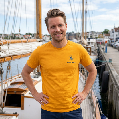 Captain Performance Tee | Nautical Sailboat|Logo Athletic Shirt | Sailing Gift for Men/Women | Moisture Wicking Ocean Apparel | UV Sun Protection Skipper Shirt