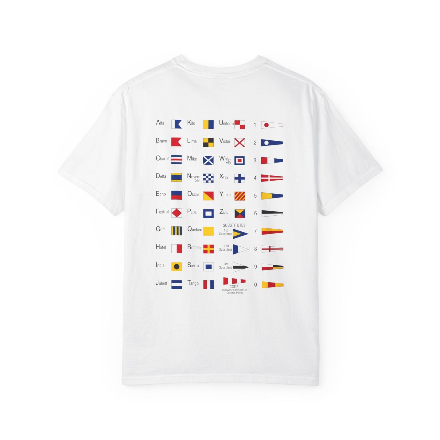 Nautical Signal Flag T-Shirt | Maritime Alphabet Graphic Tee | International Code Flags Shirt | Sailing Yacht Gift | Selected Crew Apparel