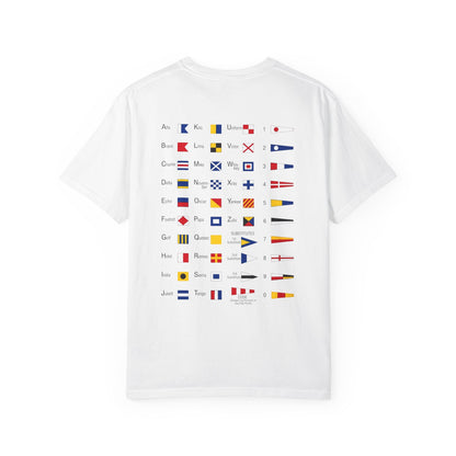 Nautical Signal Flag T-Shirt | Maritime Alphabet Graphic Tee | International Code Flags Shirt | Sailing Yacht Gift | Selected Crew Apparel
