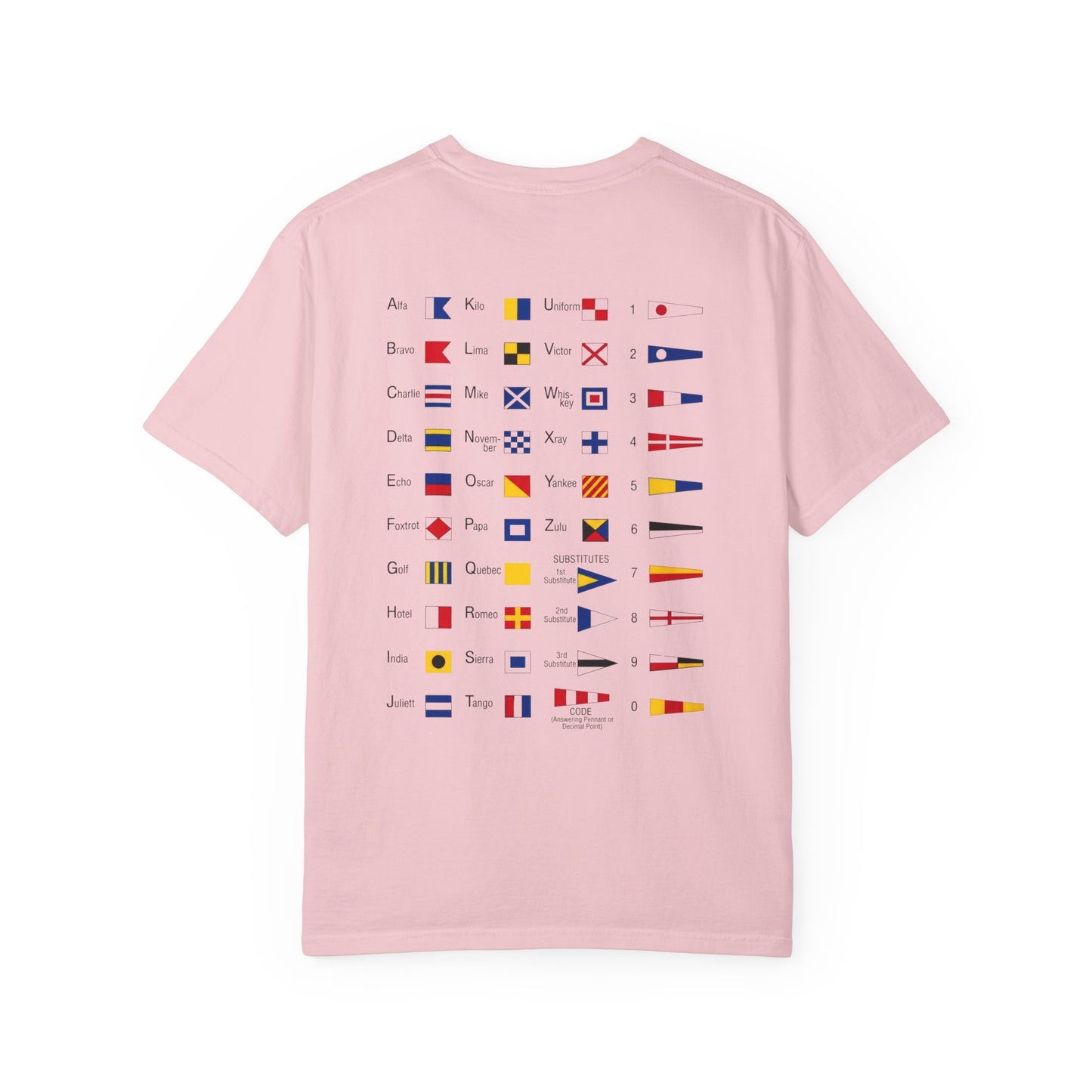 Nautical Signal Flag T-Shirt | Maritime Alphabet Graphic Tee | International Code Flags Shirt | Sailing Yacht Gift | Selected Crew Apparel