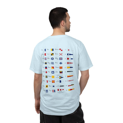 Nautical Signal Flag T-Shirt | Maritime Alphabet Graphic Tee | International Code Flags Shirt | Sailing Yacht Gift | Selected Crew Apparel