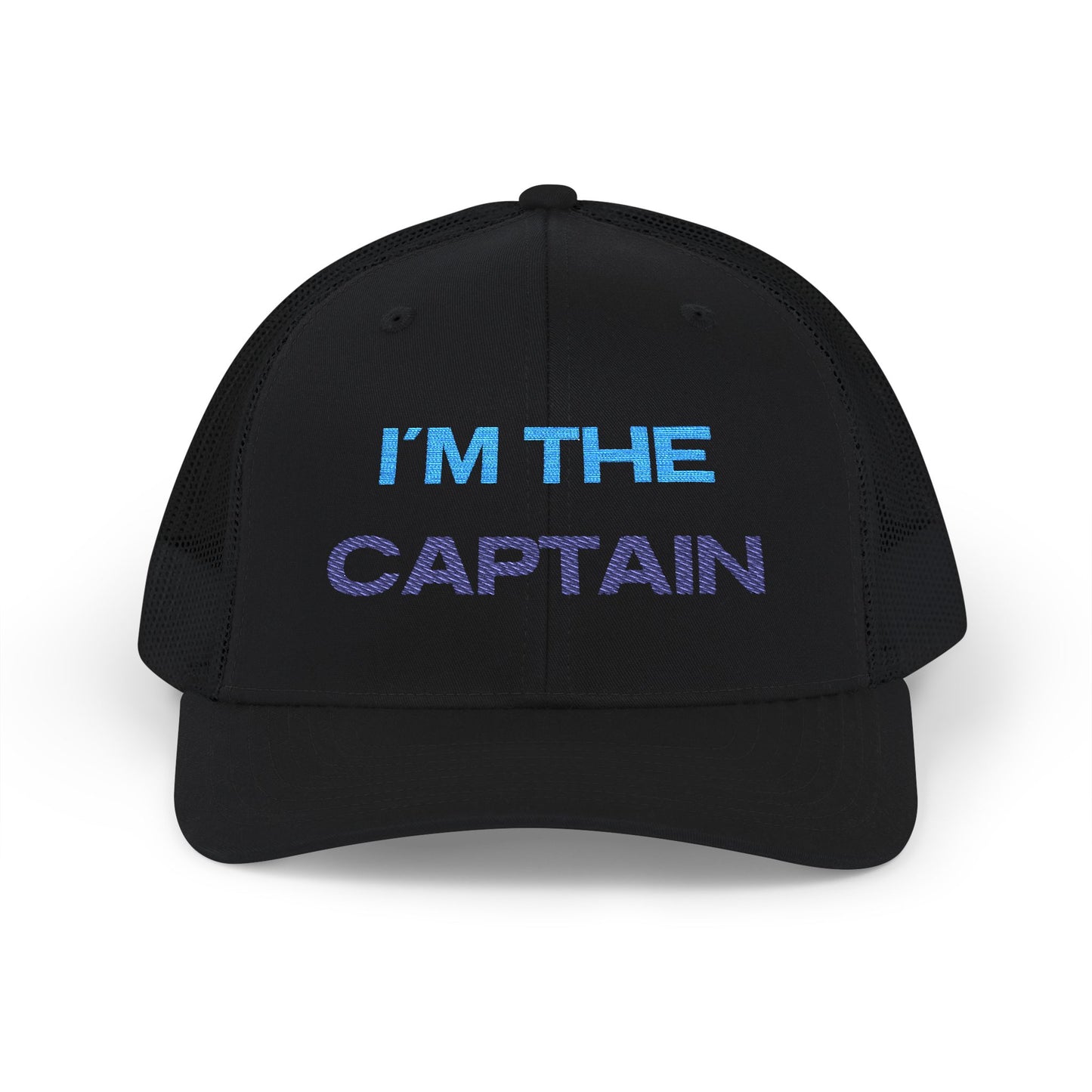 I’m The Captain Trucker Cap — Embroidered Snapback Hat for Boaters & Team Leaders