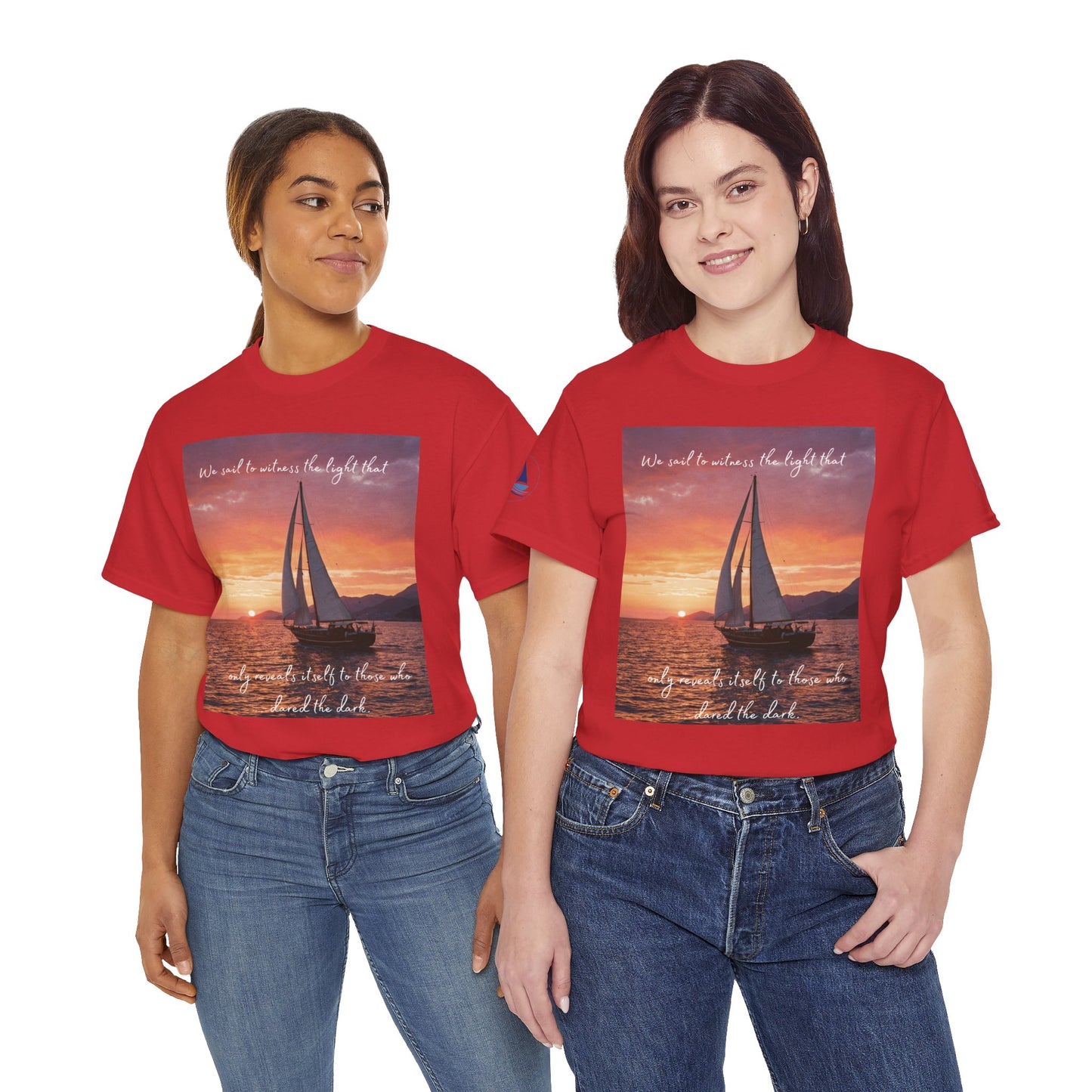 True Sailor Sunset T-Shirt "The Witness of Light" — Sailboat Sunset Graphic Tee with "True Sailor" Back