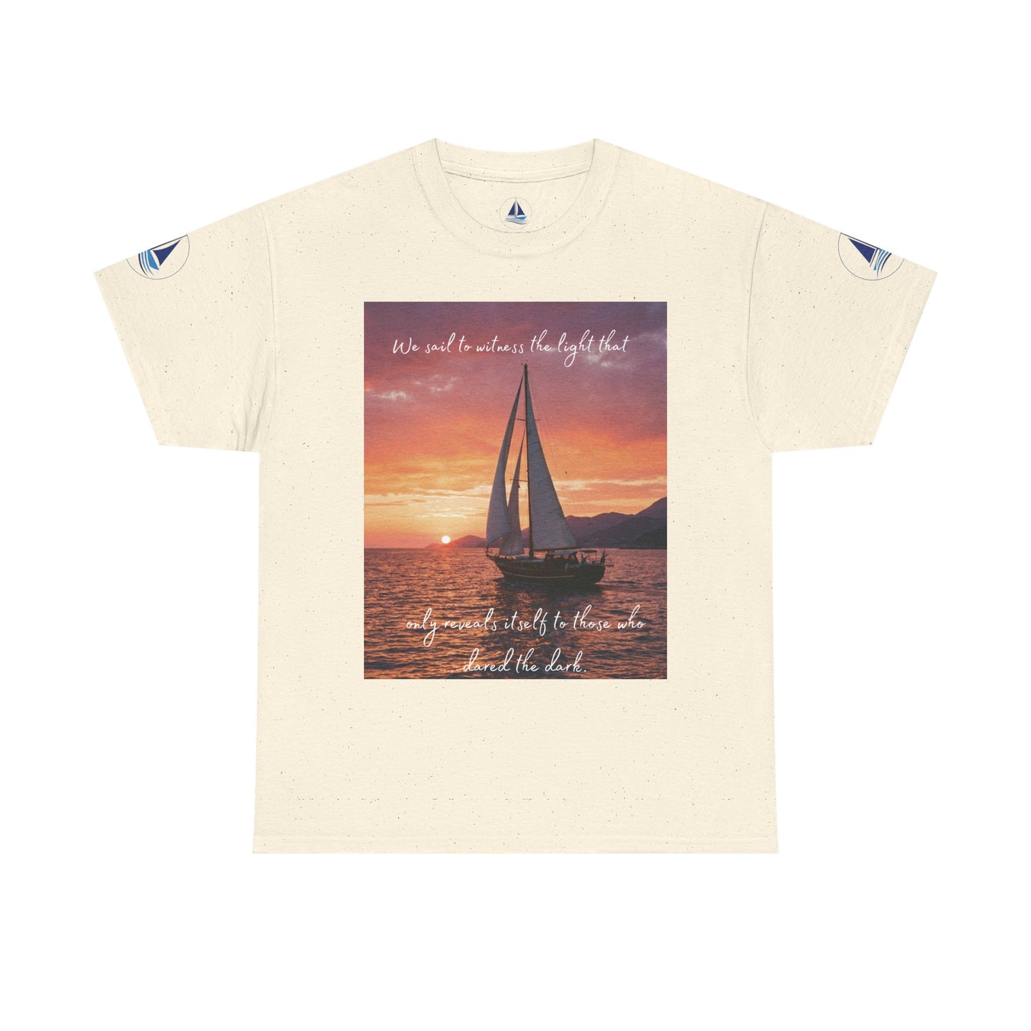 True Sailor Sunset T-Shirt "The Witness of Light" — Sailboat Sunset Graphic Tee with "True Sailor" Back