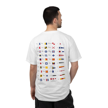 Nautical Signal Flag T-Shirt | Maritime Alphabet Graphic Tee | International Code Flags Shirt | Sailing Yacht Gift | Selected Crew Apparel