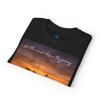 Sailing Sunset T-Shirt | Vintage Yacht Graphic Tee | Nautical Horizon Sailor Gift | Ocean Navigator Apparel | True Sailor Selected Crew