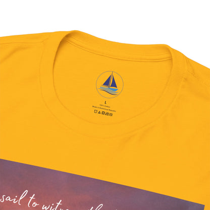 True Sailor Sunset T-Shirt "The Witness of Light" — Sailboat Sunset Graphic Tee with "True Sailor" Back