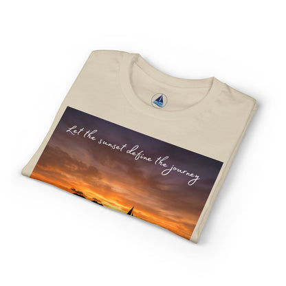 Sailing Sunset T-Shirt | Vintage Yacht Graphic Tee | Nautical Horizon Sailor Gift | Ocean Navigator Apparel | True Sailor Selected Crew