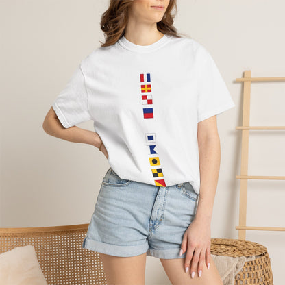 Nautical Signal Flag T-Shirt | Maritime Alphabet Graphic Tee | International Code Flags Shirt | Sailing Yacht Gift | Selected Crew Apparel