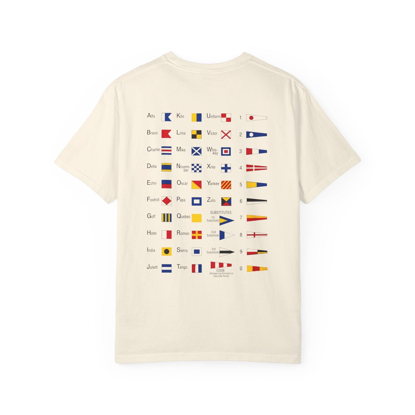 Nautical Signal Flag T-Shirt | Maritime Alphabet Graphic Tee | International Code Flags Shirt | Sailing Yacht Gift | Selected Crew Apparel