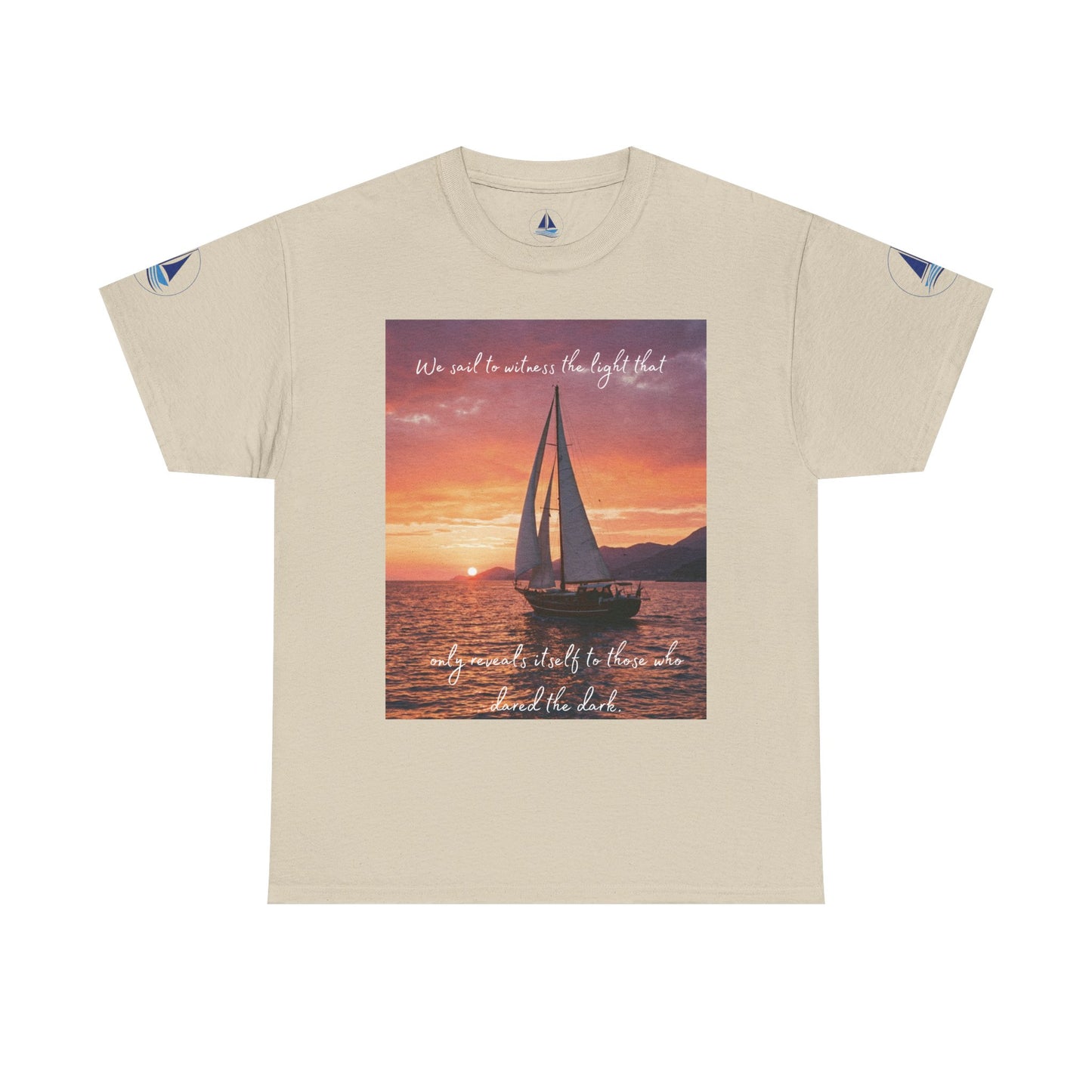 True Sailor Sunset T-Shirt "The Witness of Light" — Sailboat Sunset Graphic Tee with "True Sailor" Back
