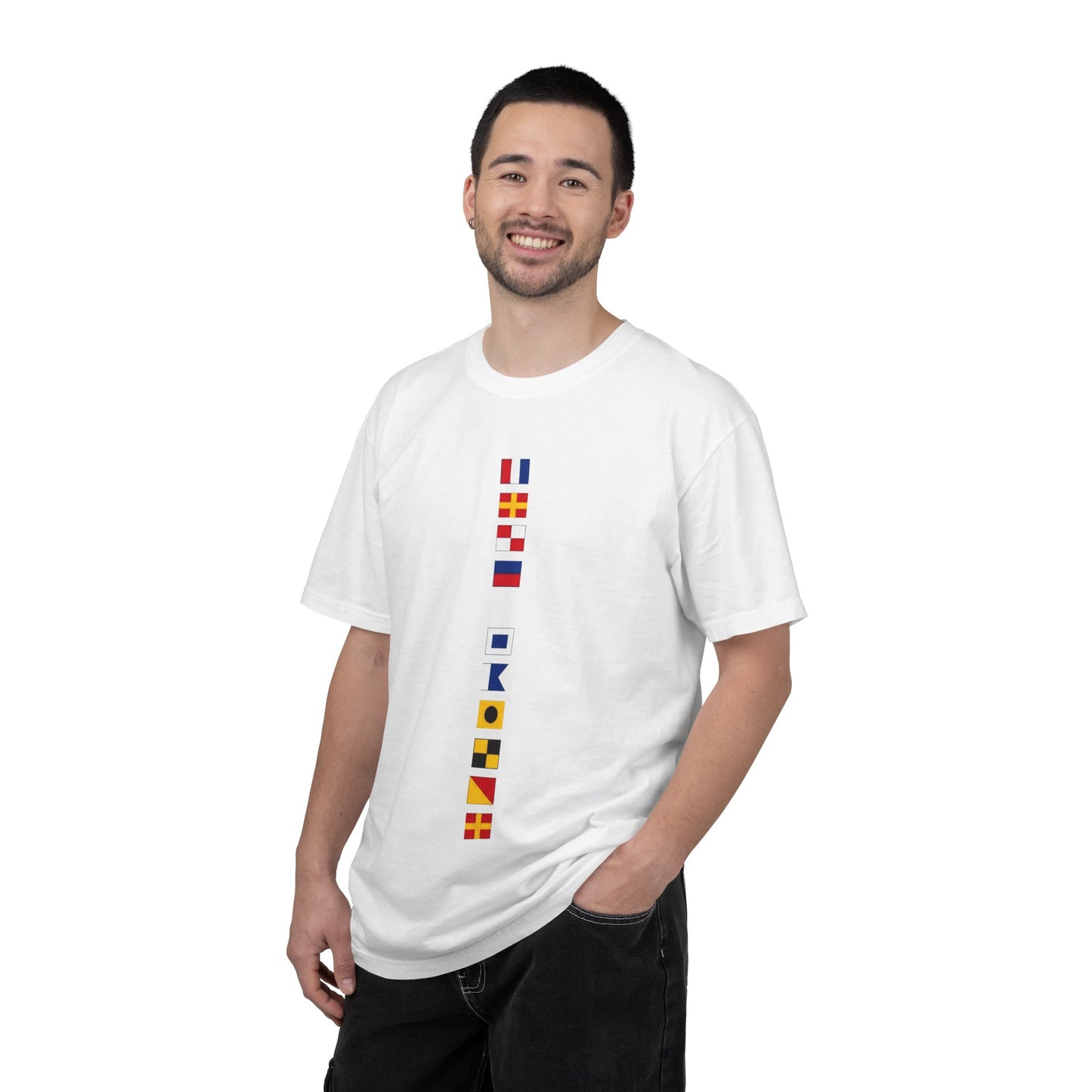 Nautical Signal Flag T-Shirt | Maritime Alphabet Graphic Tee | International Code Flags Shirt | Sailing Yacht Gift | Selected Crew Apparel