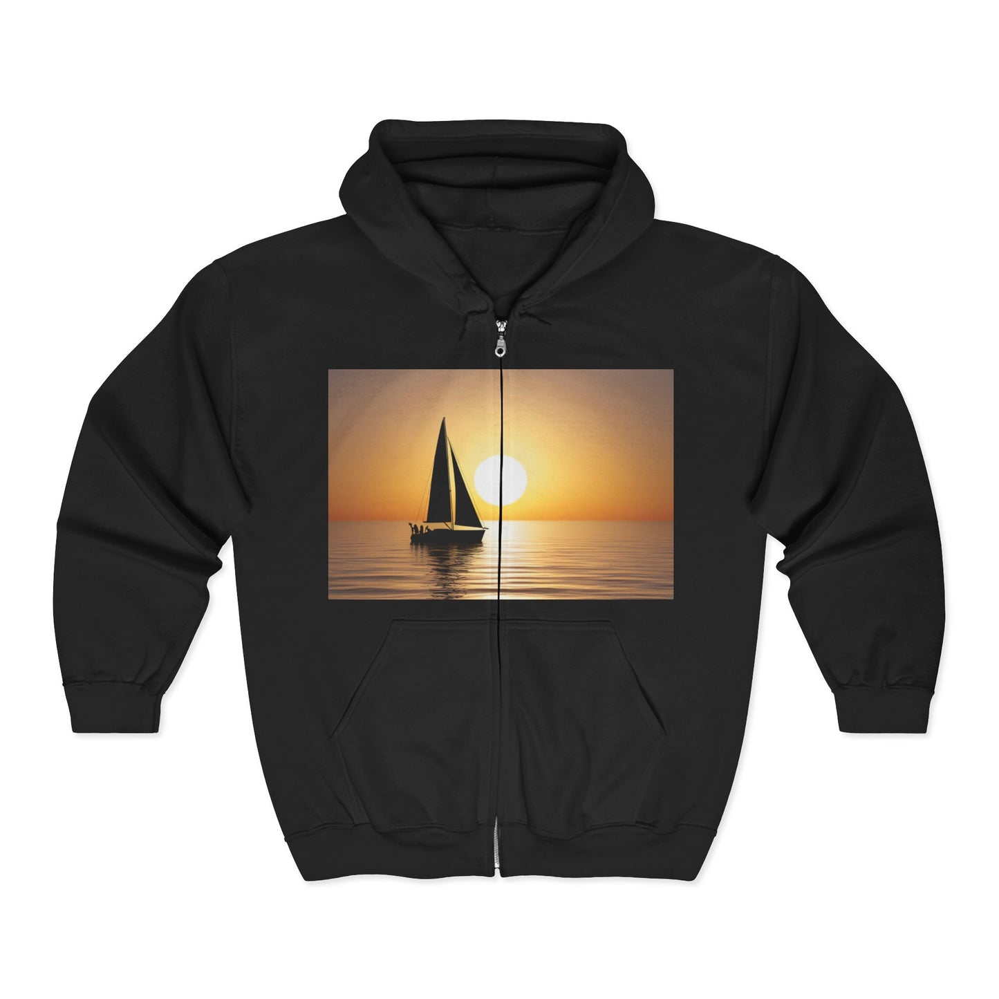 Sailboat Sunset Zip Hoodie — 'True Sailor' Nautical Sailing Jacket
