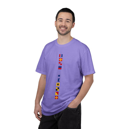 Nautical Signal Flag T-Shirt | Maritime Alphabet Graphic Tee | International Code Flags Shirt | Sailing Yacht Gift | Selected Crew Apparel