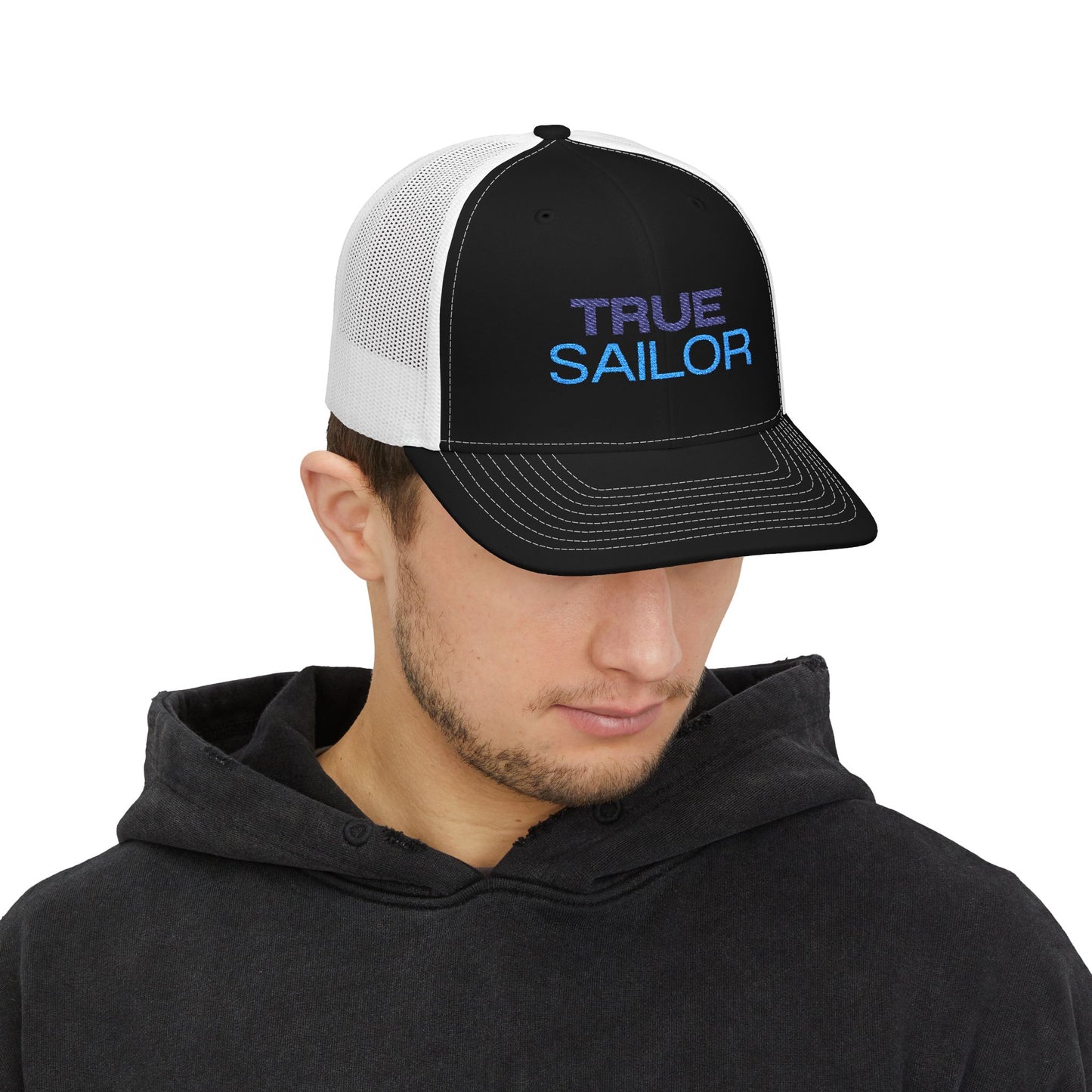Nautical Snapback Trucker Cap - Sailboat Helm Mesh Hat - Sailing Gift for Men - Ocean Horizon Snapback - Premium Yacht Captain Boating Apparel