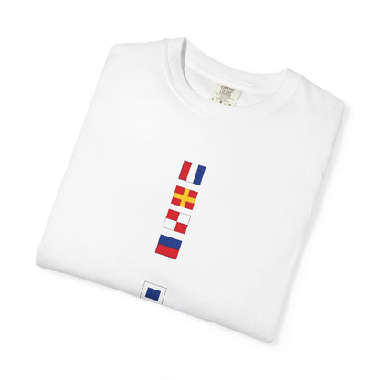Nautical Signal Flag T-Shirt | Maritime Alphabet Graphic Tee | International Code Flags Shirt | Sailing Yacht Gift | Selected Crew Apparel