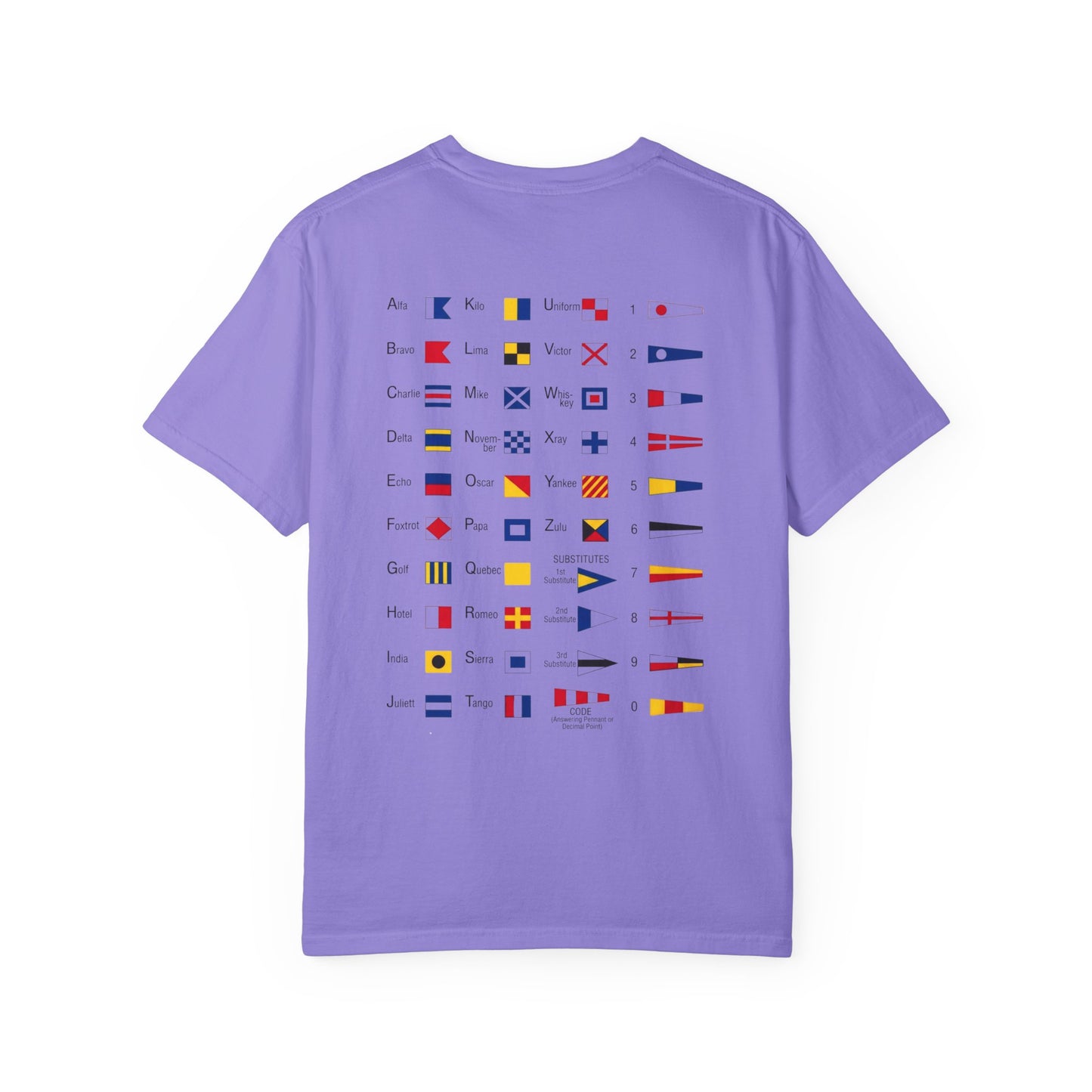 Nautical Signal Flag T-Shirt | Maritime Alphabet Graphic Tee | International Code Flags Shirt | Sailing Yacht Gift | Selected Crew Apparel